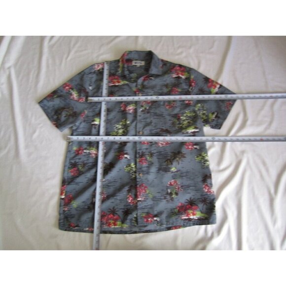 Men's UZZI Polyester Hawaiian Floral Button Short Sleeve Shirt Sz L (MT429) - Picture 3 of 8